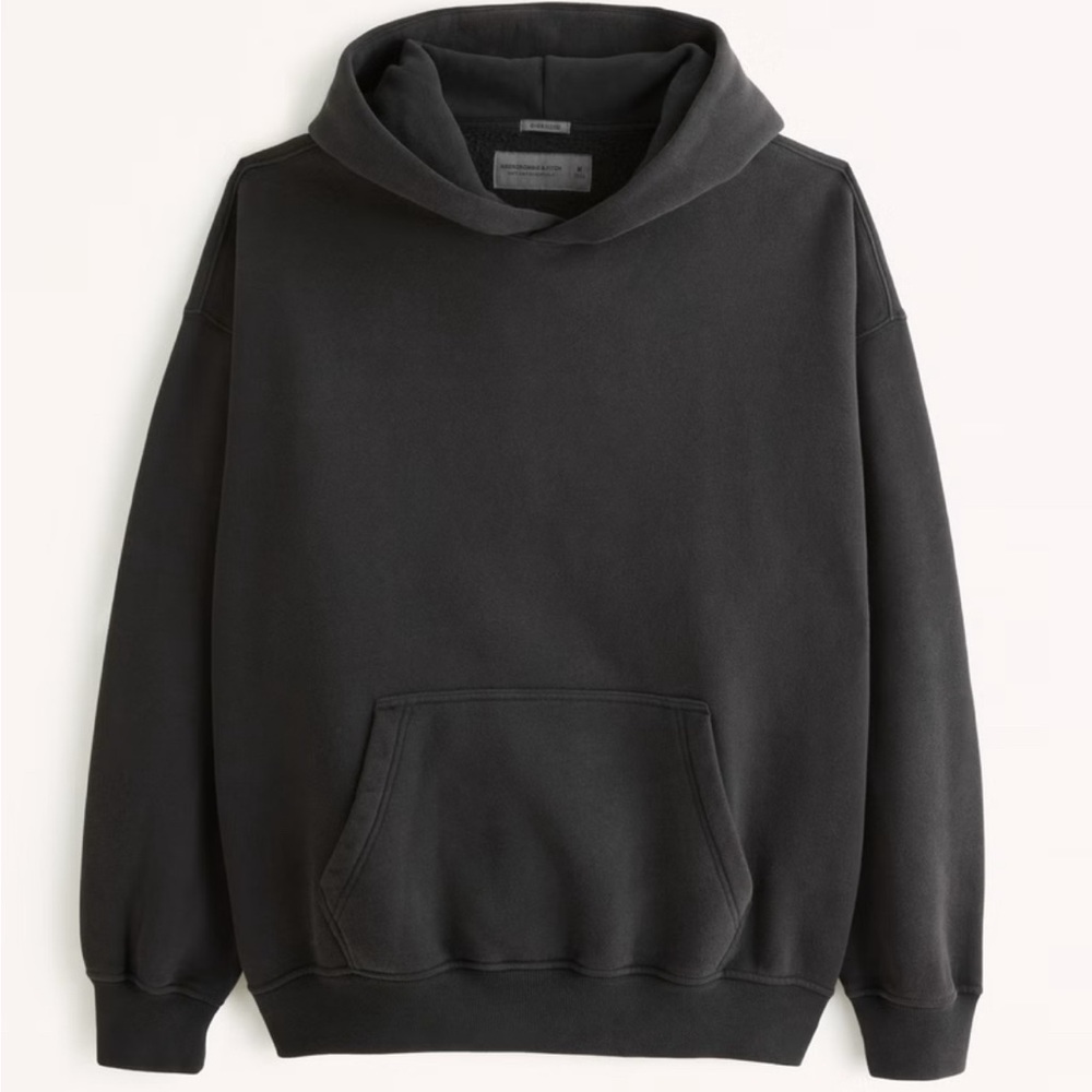 Abercrombie “Essential Popover Hoodie” XXXL in “Washed Black”